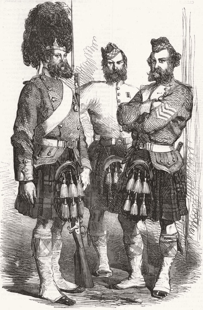 MILITARIA. 93rd Regt, Highlanders 1857 old antique vintage print picture